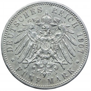 Deutschland, Preußen, Wilhelm II, 5 Mark 1907 A, Berlin