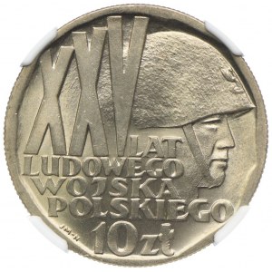 10 zlatých 1968 XXV. výročie Poľskej ľudovej armády, NGC MS66