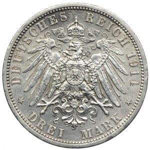 Niemcy, Prusy, Wilhelm II, 3 marki 1914 A, Berlin