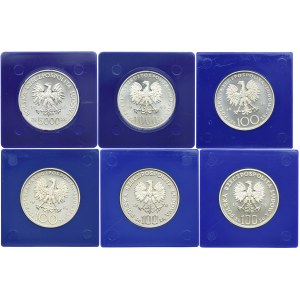 Zestaw lustarzanek 100, 1000, 5000 złotych 1976-89 (6szt.)