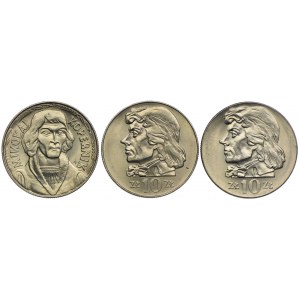 Zestaw, 10 złotych 1969-72 Kopernik, Kościuszko (3szt.)