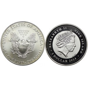 USA, 1 dolar 2009 Filadelfia, Niue 1 dolar 2014 (2szt.)