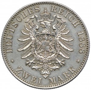 Niemcy, Prusy, Fryderyk III, 2 marki 1888 A, Berlin