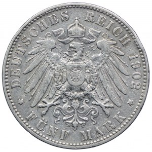 Deutschland, Hamburg, 5 Mark 1902 J, Hamburg