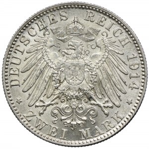 Niemcy, Bawaria, Ludwik III, 2 marki 1914 D, Monachium