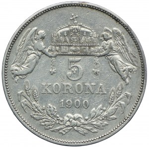 Węgry, Franciszek Józef I, 5 koron 1900 KB, Kremnica
