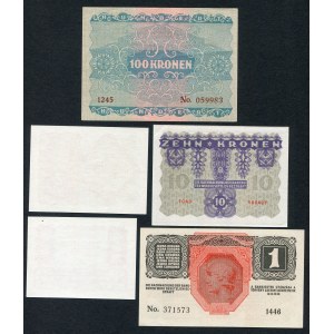 Zestaw, 1 korona 1916 | 1, 2, 10, 100 koron 1922