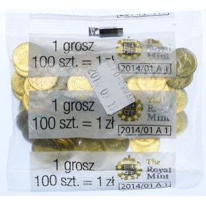 1 grosz 2013 - Woreczek Bankowy (100 szt.) Royal Mint