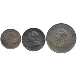 Watykan, Pius IX, 1/2 soldo, 1 soldo, 2 soldi 1867 R, Rzym (3szt.)