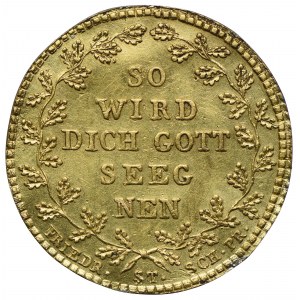Niemcy, medal pamiątkowy XVIII w.- Bete und Arbeite - złoto