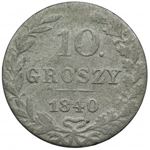 Kongress Königreich, Nikolaus I., 10 Groszy 1840 MW, Warschau - Punkt nach Nennwert 10