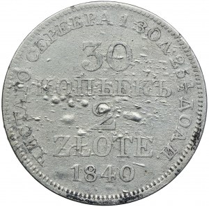 Russische Teilung, Nikolaus I., 30 Kopeken=2 Zloty 1840 MW, Warschau