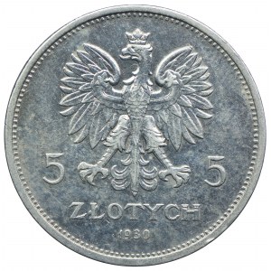 5 złotych 1930 Sztandar - HYBRYDA - PODWÓJNA DATA