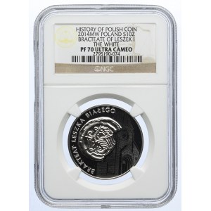 10 złotych 2014, brakteat Leszka Białego, NGC PF70