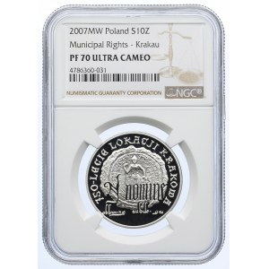 10 złotych 2007, 750- lecie Lokacji Krakowa NGC PF70