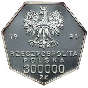 300.000 PLN 1994, 70. Jahrestag der Wiedergeburt der Bank von Polen