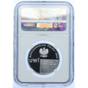 10 złotych 2016, 200. rocznica Uniwersytetu Warszawskiego, NGC PF70