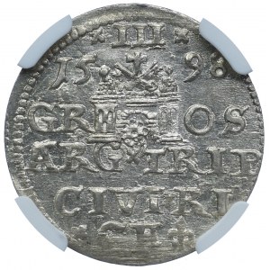 Žigmund III Vasa, trojak 1598 Riga, NGC MS62