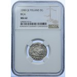 Sigismund III. Vasa, Trojak 1598 Riga, NGC MS62