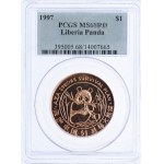 Liberia, 1 dolar 1997 Panda, PCGS MS68 RD