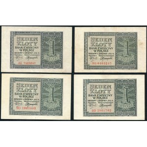 Zestaw banknotów 1 złoty 1941 - BD, AE, BG, BB -