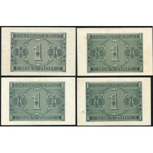 Zestaw banknotów 1 złoty 1941 - BD, AE, BG, BB -