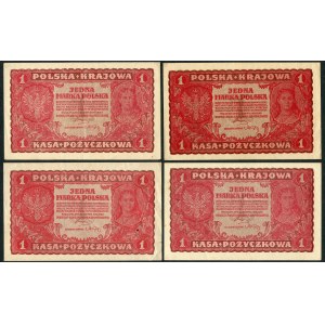 Zestaw banknotów, 1 marka 1919 (4 szt,)