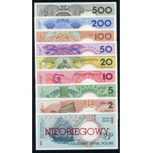 Zestaw banknotów, miasta Polskie, komplet NIEOBIEGOWY (9szt.)