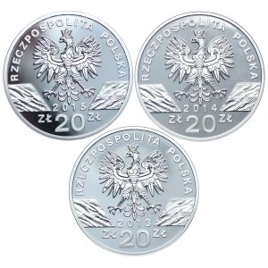 Zestaw monet, 20 złotych 2013-2015 (3szt.)