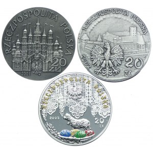 Zestaw monet, 20 złotych 2001-2003 (3szt.)