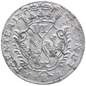 Schlesien, Schlesien unter preußischer Herrschaft, Friedrich II., Sechspfennig 1757 B, Wrocław