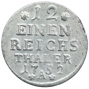 Niemcy, Prusy, Fryderyk II, 1/12 talara 1752 A, Berlin