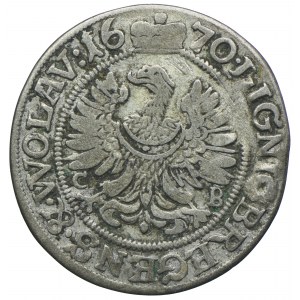 Sliezsko, vojvodstvo Legnicko-Brzesko-Wołowskie, Krystian Wołowski, 3 krajcary 1670 CB, Brzeg