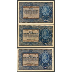 Zestaw banknotów 100 marek 1919 (3 szt.)
