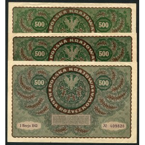 Zestaw banknotów 500 marek 1919 (3 szt.)