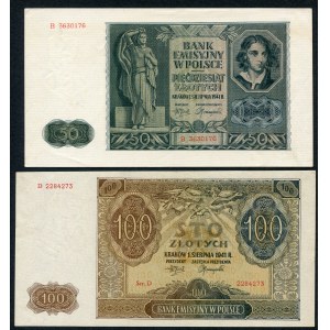 Zestaw banknotów, 50, 100 złotych 1941 (2 szt.)