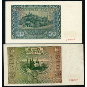 Zestaw banknotów, 50, 100 złotych 1941 (2 szt.)