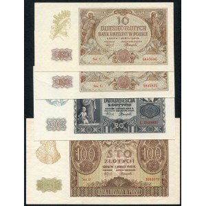 Zestaw banknotów, 10, 20, 100 złotych 1941 (4 szt.)