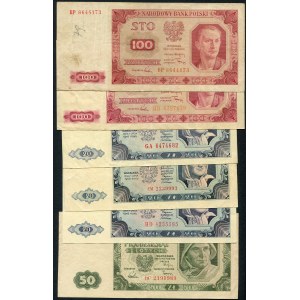 Zestaw banknotów, 20, 50, 100 złotych 1948