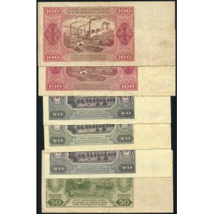 Zestaw banknotów, 20, 50, 100 złotych 1948