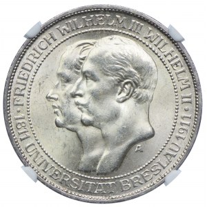 Niemcy, Prusy, Wilhelm II, 3 marki 1911 A, Berlin, NGC MS63