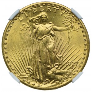 USA, 20 dolarów 1927, Filadelfia, NGC MS61