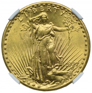 USA, 20 dolarów 1927, Filadelfia, NGC MS61