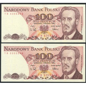 Zestaw banknotów, 100 złotych 1988 - TB - (2 szt.)