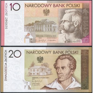 Zestaw, 10 złotych 2008 Józef Piłsudski, 20 złotych 2009 Juliusz Słowacki, (2szt.)