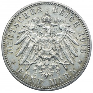Niemcy, Wirtembergia, 5 marek 1913 F, Stuttgart