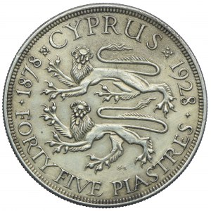 Cypr, Jerzy V, 45 piastrów 1928, Londyn