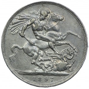 Wielka Brytania, Wiktoria, 1 korona 1897 LX, Londyn