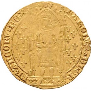 Francie, Karel V., 1364 - 1380, Frank b.l., panovník stojící pod gotickým obloukem,