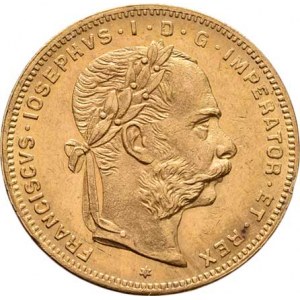František Josef I., 1848 - 1916, 8 Zlatník 1888, 6.447g, nep.hr., nep.rysky, pěkná